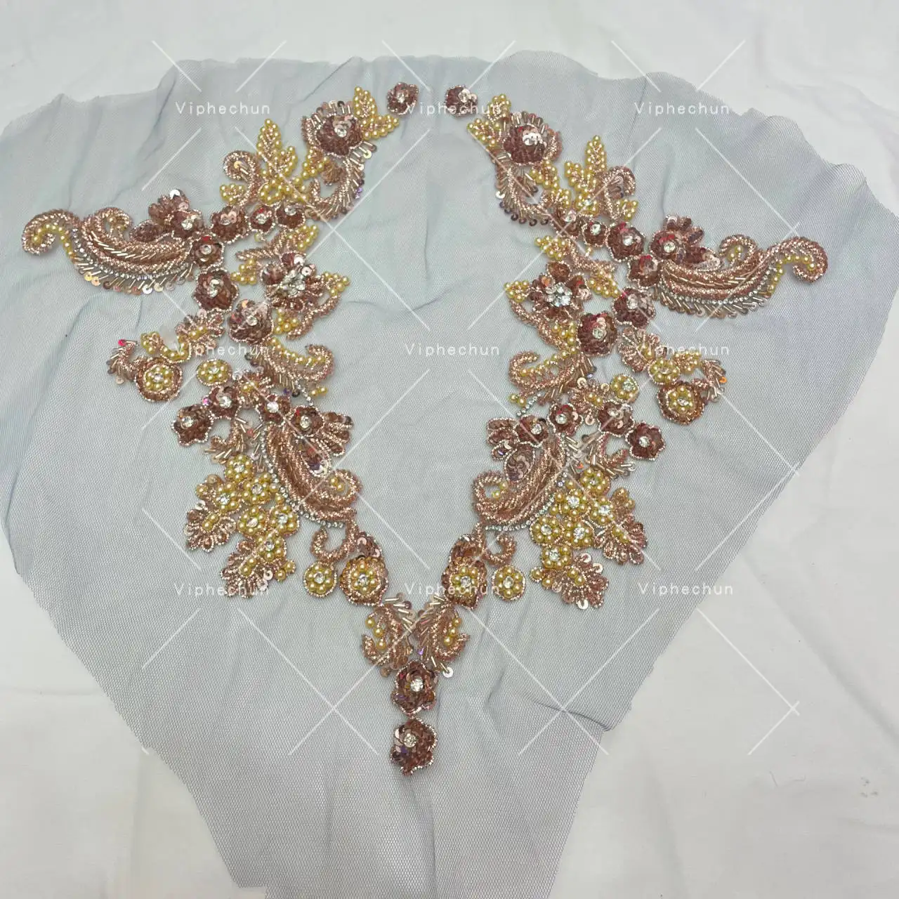 Designer full body embroidiery designs crystal bodice applique for wedding fabric gold lace applique