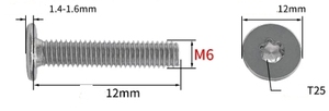 สกรูสแตนเลส 304 หัว Torx T25 แบบบาง ยี่ห้อ LeGood CM เกลียว M6 ความยาว 12 มม. - Product Image 6