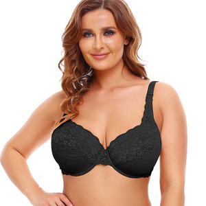 Sous-vêtements en dentelle jacquard européen et américain avec anneau en acier, soutien-gorge de grande taille, bonnet DEF, vente en gros - Product Image 2