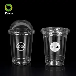 使い捨てプラスチックカッププラスチック飲料カップ高品質新デザインリサイクルプラスチックカップカバー付き