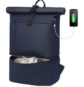 Muestra gratuita de mochila personalizada enrollable, ecológica, impermeable, elegante, antirrobo, para la escuela, con USB, para la universidad, para portátil. - Product Image 1