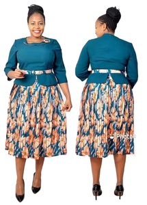 Women Clothing Business Skirt Floral Print Pleated Skirt Dress Plus Size Women Dress African Church Dress Turkish Wears - Product Image 2