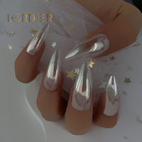 Poudre à ongles chromée blanche brillante, Pigment perle, miroir, Nail Art