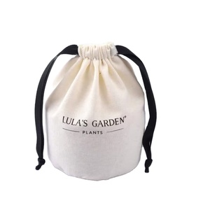 Custom Logo Printed Round Bottom Canvas Dust <b>Bag</b> for Candle Gift Skincare Products Storage Natural Cotton <b>Drawstring</b> Pouch - Product Image 1