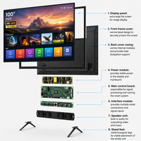 Téléviseur intelligent 4K UHD de 100 pouces avec rétroéclairage LED, écran large LCD et Wi-Fi pour l'hôtellerie et le divertissement à domicile