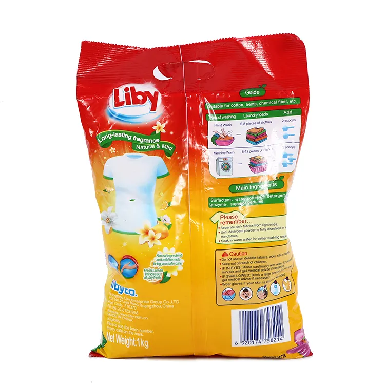 Pó do projeto do saco de lavagem do pó do detergente da lavanderia do Liby à lavagem líquida 5kg detergente en polvo