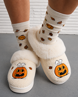 Chaussons d'intérieur doux en polaire de Noël pour femmes, mignons, brodés de dessins animés, pantoufles d'hiver en peluche, fournitures de fête