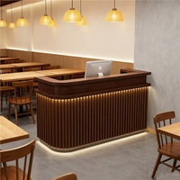 Comptoir de réception en acier inoxydable de style industriel rétro pour restaurants, petits bars, salons de thé, salles à manger