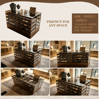 Comptoir de présentation de bijoux en bois et métal, vitrine à bijoux en verre à plusieurs niveaux avec tiroirs pour magasin de bijoux de luxe