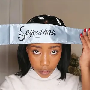 Wholesale Custom logo Girl Head Band Silk <strong>Scarf</strong> Edge Wrap Colorful <strong>Satin</strong> Head Wrap <strong>Hair</strong> Bands <strong>for</strong> Women - Product Image 1