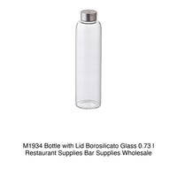 Botella de Vidrio con Tapa de Acero Inoxidable, 0.73 L, Vidrio Borosilicato, M1934