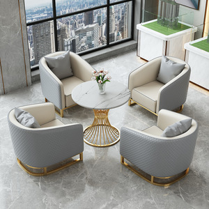 Hotel Sofa Set With Table And Chairs Fabric Metal <b>Frame</b> Durable For Reception Area - Product Image 3