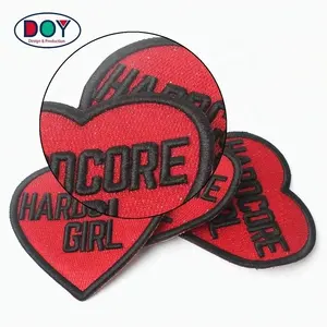 Custom Heart Shape Name Logo Iron On Embroidery Patches For Clothing