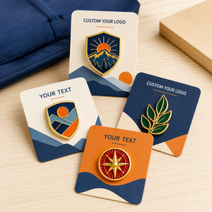 Ensemble de badges en émail dur personnalisés, compas botanique de montagne, badges en métal plaqué or - Product Image 3