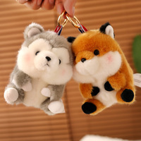 Pendentif Animal en Peluche Adorable, Jouet en Peluche Husky avec Sac en Coton PP, Porte-clés Figurine, Cadeau d'Anniversaire pour Hommes et Femmes