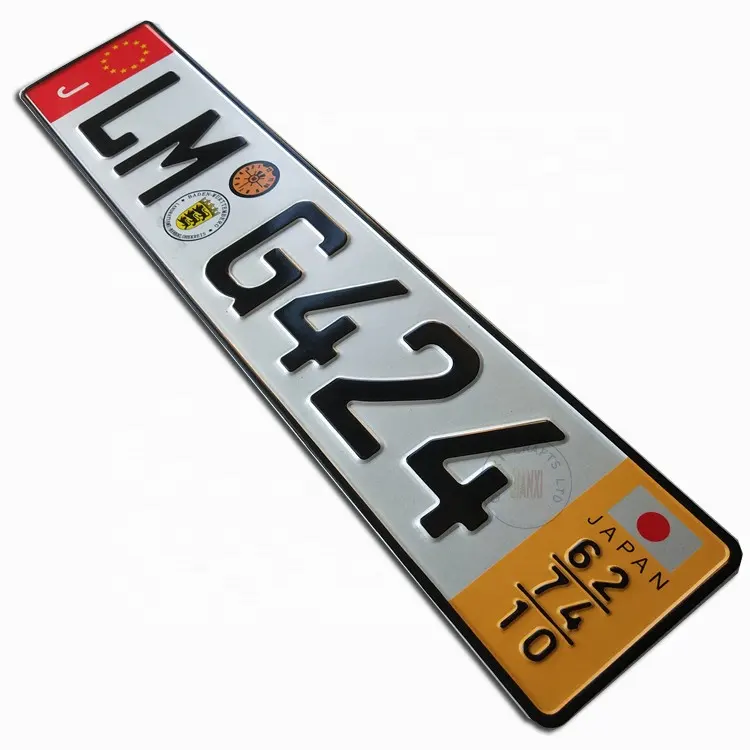 Etiquetas de metal para motocicleta delanteras JdM en blanco personalizadas, placas de matrícula de coche de vehículo personalizadas de Estado europeo británico japonés