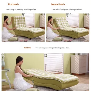 Sedia a Sdraio Multifunzionale Pieghevole da Balcone, Divano Moderno Minimalista in Tessuto con Imbottitura in Cotone e Gambe in Metallo, Arredamento per la Casa - Product Image 2