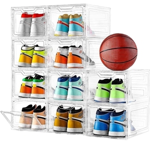 Boîte de rangement pour chaussures pliable empilable en plastique transparente en gros - Product Image 2