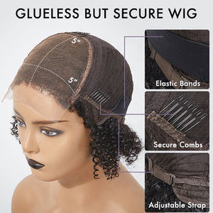 Perruques Courtes Bob Bouclées Kinky en <span class=keywords><strong>Cheveux</strong></span> Brésiliens Pas Chères avec Dentelle Frontale, Perruques Sans Colle HD en <span class=keywords><strong>Cheveux</strong></span> Remy pour Femmes Noires - Product Image 6