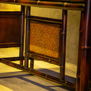 Handmade <b>Bamboo</b> Coffee <b>Table</b> With Mat Top Guizhou Craftsmanship Classic Style - Product Image 2
