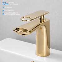 Grifo de lavabo tipo cascada, mezclador de agua fría y caliente, monomando, moderno, de latón, con válvula de cerámica, para baño