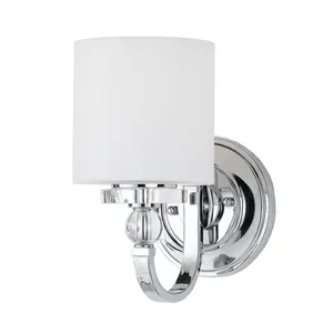 LED OEM Modern Hotel Home Bathroom Bedroom Wall Lamp Polished Chrome Wall Sconce with Acrylic Shades