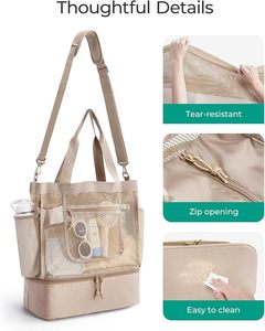 Best-seller Sac fourre-tout de plage <span class=keywords><strong>en</strong></span> maille résistant au sable 2 <span class=keywords><strong>en</strong></span> 1 avec sac isotherme Sac à bandoulière étanche pour <span class=keywords><strong>les</strong></span> femmes Swim Beach Vacation - Product Image 4