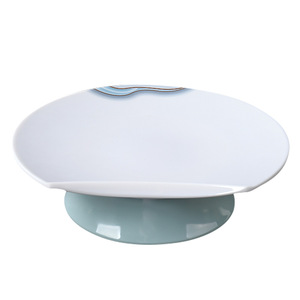 Assiette demi-lune sur pied en mélamine, résistante aux chutes, pour banquets d'hôtel, présentation de plats, forme irrégulière, usage commercial pour restaurants - Product Image 5