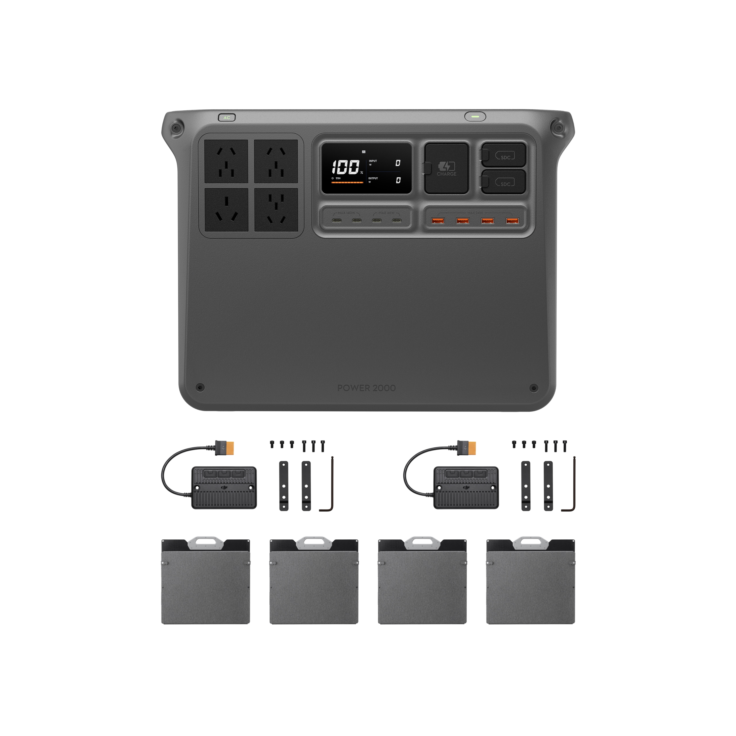 DJI Power 2000 avec panneau solaire pliable 200W ComboX4