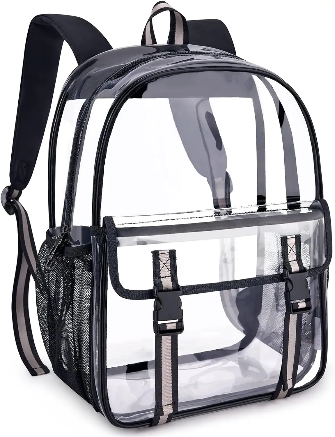 Clear Backpack Heavy Duty Thick PVC Clear Bookbags Large Transparent Backpack with Lockable Zippers