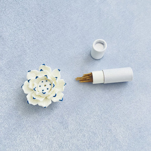 New design flower shape ceramic Mini incense Burner censer +Paper Tube incense stick holder box packaging Gift Set