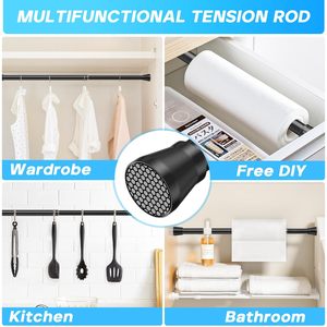 Tringle à rideau de douche extensible en acier inoxydable sans perçage, réglable, à tension par ressort, accessoires pour salle de bain - Product Image 3