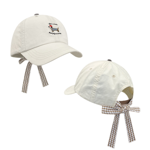 Casquettes de baseball personnalisées brodées en gros OEM ODM, style streetwear en coton courbé avec nœud papillon Teckel, unisexe, avec lettres - Product Image 1