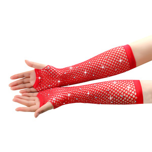 Gants sexy en résille et dentelle avec strass, noirs, élastiques, à manches longues, pour mariée, usage quotidien et cyclisme, été, pêche, plage - Product Image 3