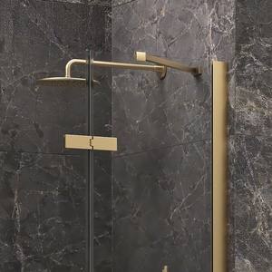 Kamalu KT4000G Moderna Porta Doccia Scorrevole Fissa con Cerniere 140cm, Telaio in Acciaio Inox Oro Spazzolato, Vetro in Ottone 6mm per Bagno e Hotel - Product Image 6