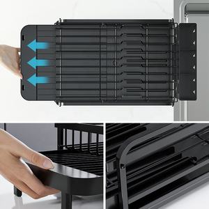 <span class=keywords><strong>Escurridor</strong></span> de Platos Expandible de Acero al Carbono con Bandeja de Drenaje de PP, Organizador Ajustable para Fregadero de Cocina, Ahorra Espacio - Product Image 3