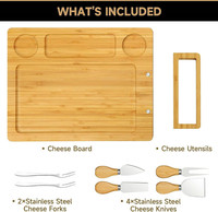 Accessoires pour planche à charcuterie, ustensiles, plat à sauce et assaisonnements, grande planche à fromage en bambou avec support magnétique