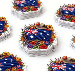 Pegatinas Personalizadas de Canguro y Koala con Corte de Contorno para el Día de Celebración de Australia, Impresas en Vinilo Adhesivo Impermeable - Product Image 5