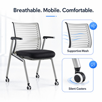 Chaise de formation ergonomique pliable en gros avec tablette d'écriture et roulettes silencieuses pour salle de conférence et salle de classe