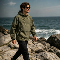 Anorak d'hiver personnalisé pour homme, coupe-vent imperméable, sweat à capuche, pour activités de plein air, randonnée, streetwear, vêtement d'extérieur, avec impression de lettres, effet faux cuir, OEM ODM