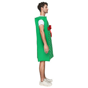 Christmas Gift Box Costume Adult Men Green Polka Dot With <b>Red</b> <b>Ribbon</b> Party Performance Outfit - Product Image 4