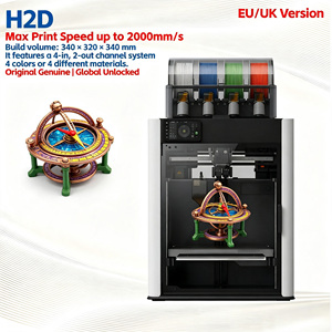 เครื่องพิมพ์ 3 มิติ H2d แบบหัวพิมพ์คู่ รุ่น 2 Pro ขนาด 350x320x325 มม. ความเร็วสูง 1000 มม./วินาที รองรับการพิมพ์ที่อุณหภูมิ 350 องศาเซลเซียส พร้อมฟังก์ชั่นแกะสลักและตัดด้วยเลเซอร์ สำหรับโรงงาน H2d - Product Image 1