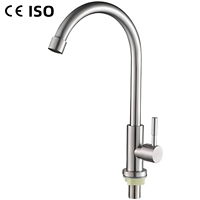 Robinet de cuisine moderne en acier inoxydable à poignée unique pour eau froide, avec cartouche céramique, à un trou, à poser sur comptoir, pour la maison - Vente chaude