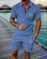 Vente en gros de vêtements de golf, ensemble polo et short à fermeture éclair pour hommes, ensembles de survêtements pour hommes personnalisés de haute qualité, ensembles pour hommes avec logo sérigraphié en soie