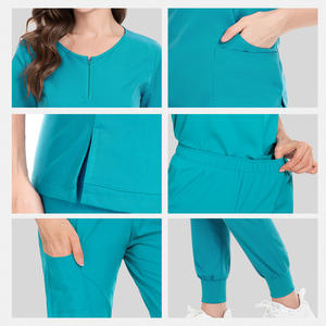 Vêtements de travail médicaux pour femmes et hommes, ensembles de blouses d'hôpital, de chirurgie et de soins infirmiers, en tissu extensible, avec fermeture éclair, logo personnalisé, vente en gros - Product Image 4