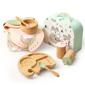 Wood Bamboo Crafts Popular Baby Food Supplement Bowls High Quality Baby Feeding Organic Kids Utensils