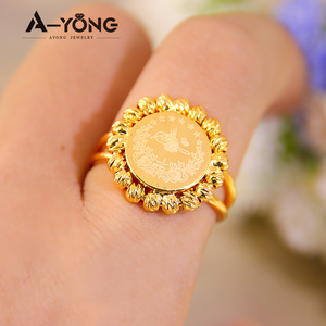 Anneaux de pièce de monnaie en cuivre de style simple chaud ajusteur de taille bagues plaquées or 18 carats pour femmes - Product Image 4