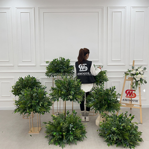 Bola de flores de hierba verde Artificial personalizada suave centros de mesa de boda telón de fondo Bola de flores de seda - Product Image 4