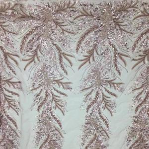 Tissu floral en dentelle à paillettes, robe de soirée en dentelle fantaisie de luxe - Product Image 3