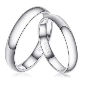 Grosir Kualitas Tinggi Zirkon Perhiasan Pertunangan Pasangan Wanita Pria Pernikahan Janji Hadiah 925 Sterling Cincin Set